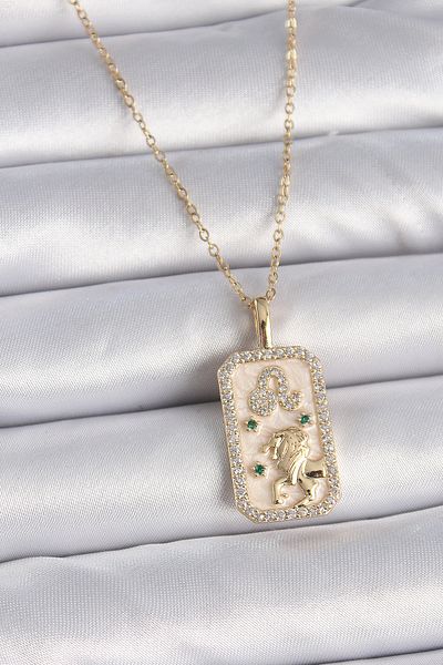 Store 316l الصلب الذهب اللون سلسلة الأسد حجر الزركون قلادة المرأة