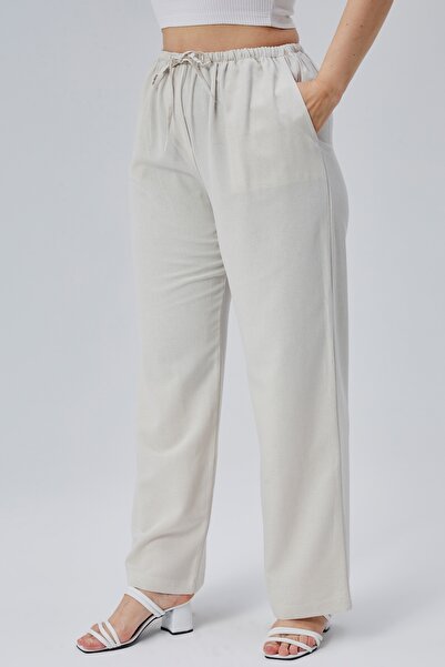 Symirna Viscose Linen Blended Woven Women's Trousers