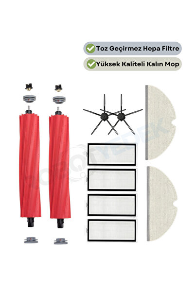 robotyedek Set de mop cu filtru Hepa negru Q7 Max Plus - 10 piese de perie de...