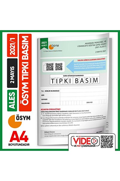 İnformal Yayınları Ales 2021/1 Ösym Tıpkı Basım Çıkmış Soru Deneme Kitapçığı ...