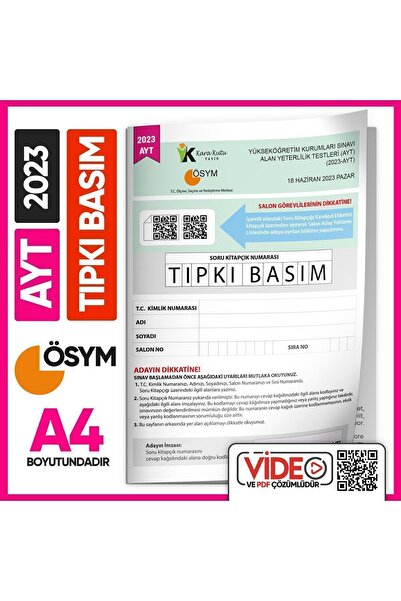 Karakutu Yayınları 2023 Yks-ayt (SAY-TM) Ösym Tıpkı Basım Çıkmış Soru Deneme ...