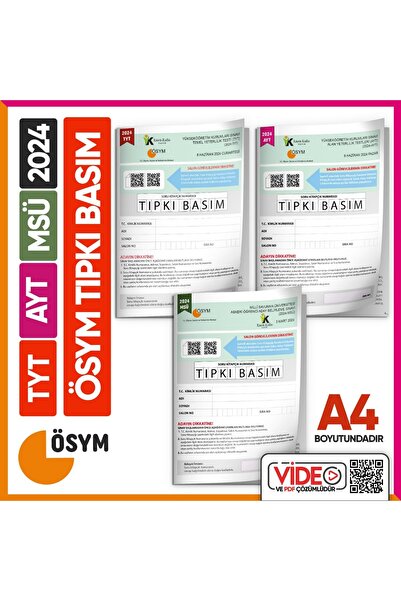 Karakutu Yayınları 2024 TYT-AYT-MSÜ ÖSYM Çıkmış Soru Tıpkı Basım 3 Kitapçık S...