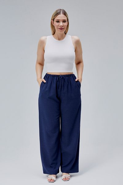 Symirna Viscose Linen Blended Woven Women's Trousers