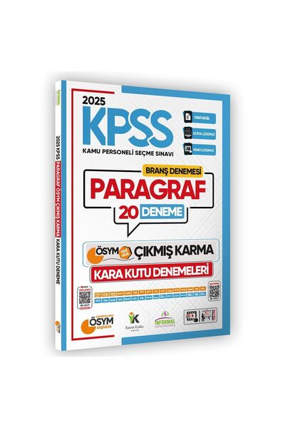 Karakutu Yayınları 2025 KPSS Önlisans Paragraf 20li Deneme Sınavı ÖSYM Çıkmış...