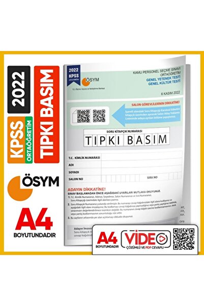 Karakutu Yayınları 2022 Kpss Ortaöğretim/lise Ösym Tıpkı Basım Çıkmış Soru Ki...