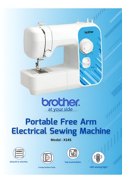Brother X14s Portable Free Arm Electrical Sewing Machine Featuring 14 Built-in Stitches Madein Vietnam White