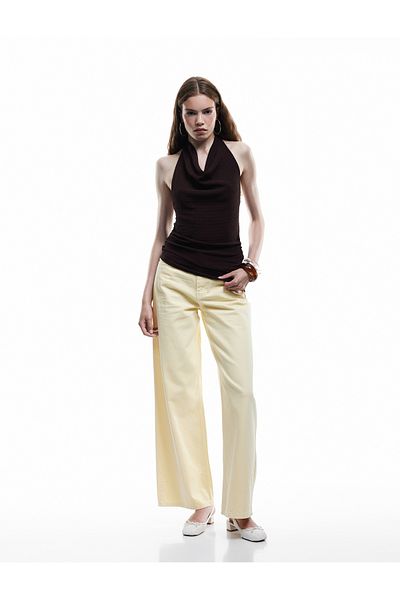 Koton Flounce Neck Asymmetrical Slim Fit Draped Tank Top