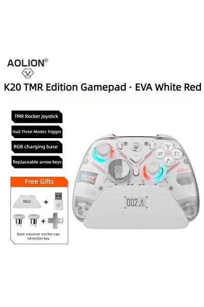 Choice وحدة تحكم ألعاب K20 TMR White Aolion K10 لجهاز Switch 2 مع قاعدة شحن ولوحة ألعاب لاسلكية RGB Hall