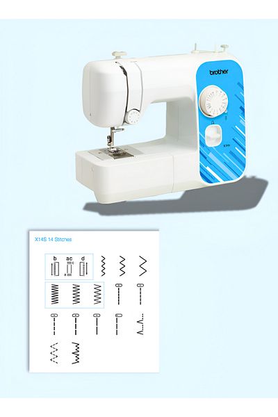 Brother X14s Portable Free Arm Electrical Sewing Machine Featuring 14 Built-in Stitches Madein Vietnam White