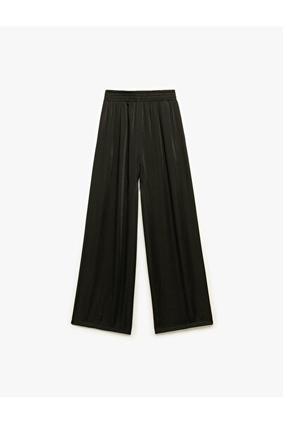 Koton Aerobin Kumaş Cepli Pileli Geniş Paça Saten Palazzo Pantolon