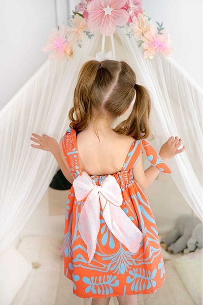 KALİNKA KİDS WEAR Floral Print Summer Dress Colorful and Elegant