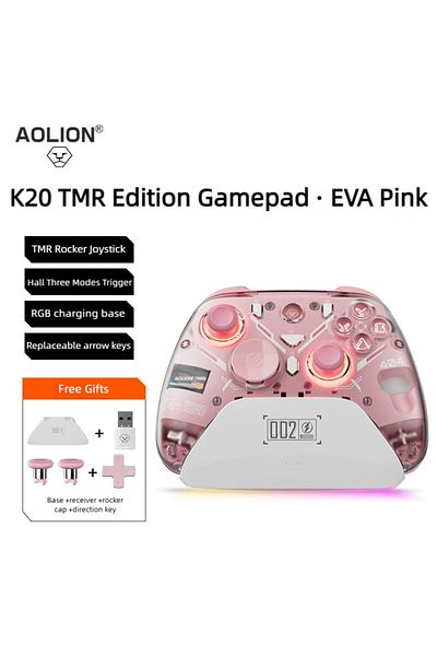 Choice وحدة تحكم ألعاب K20 TMR باللون الوردي Aolion K10 لجهاز Switch 2 مع قاعدة شحن ولوحة ألعاب لاسلكية RGB Hall