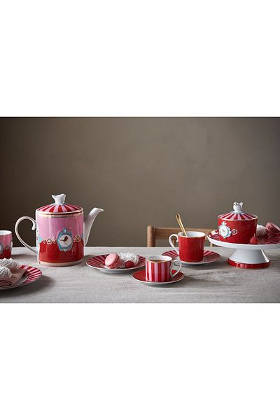 PIP Love Birds Pink stripe espresso cup and saucer