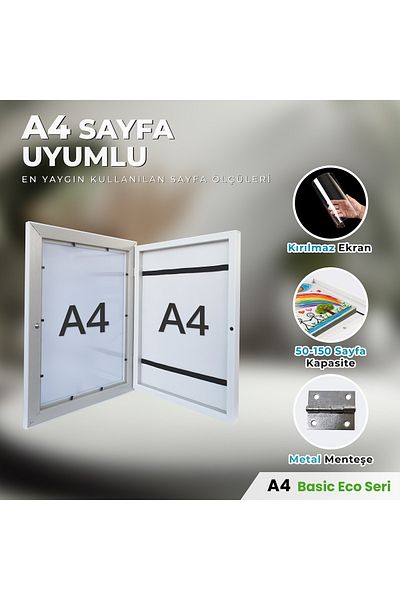 Premiore 4Pcs White A4 Kids Art Painting Frame Folding Storage Picture Easy to Change Magnetic