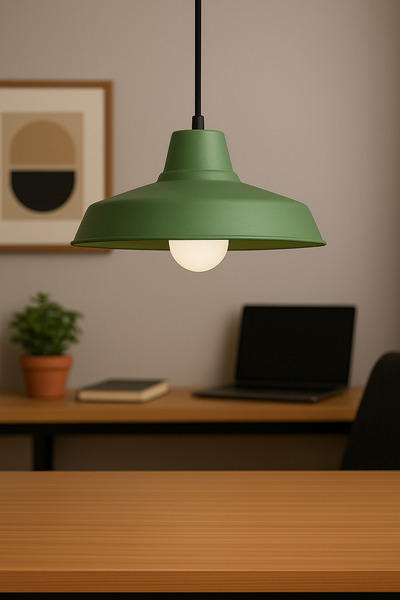 Lambadar Lunora Metal Tekli Yeşil Sarkıt Avize Retro Model Modern Endüstriyel Mufak Hol Cafe Salon Avize