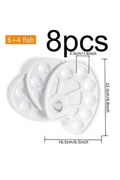 choice2 8pcs 6-4-hole 8pcs White Plastic Paint Tray Palettes, Watercolor Pale...