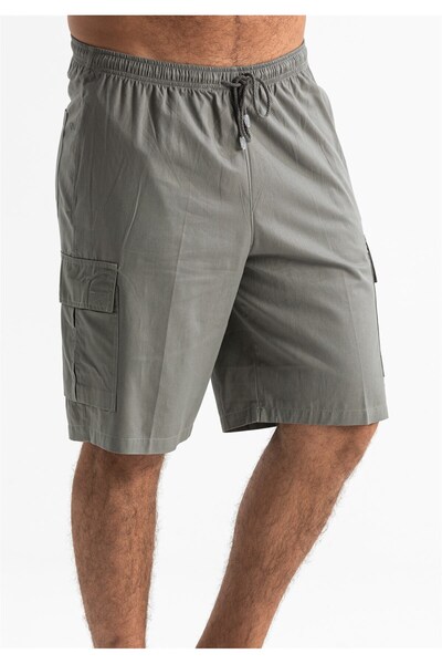 Eliş Şile Bezi Gabardin Lastikli Erkek Şort Haki Hk