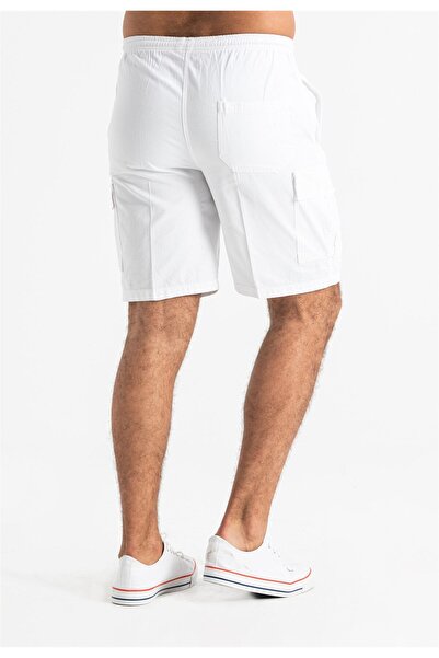 Eliş Şile Bezi Gabardine Elastic Men's Shorts White Byz