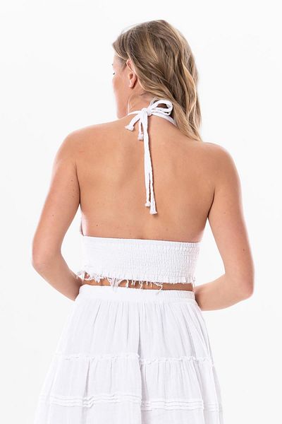 Eliş Şile Bezi Καλοκαιρινό Muslin Bustier White Byz με λεπτομέρεια με δαντέλα