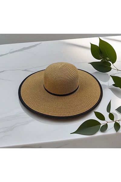 Axesoire 14774 Camel Wide Straw Hat