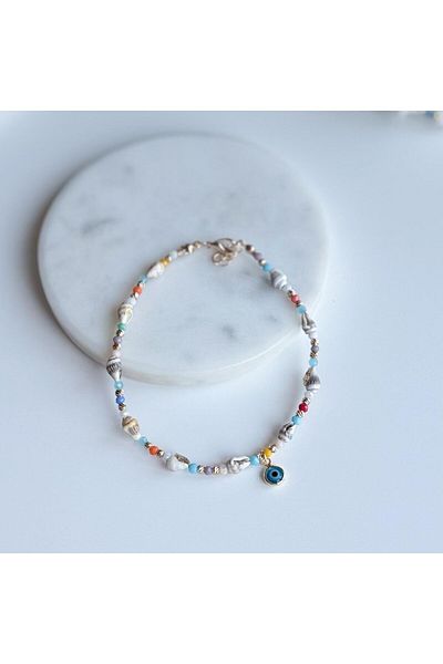 Venus Design Colorful Bead Mussel Anklet