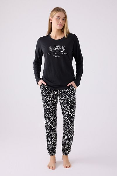 Pierre Cardin Set pijama dublu negru - Single Jersey