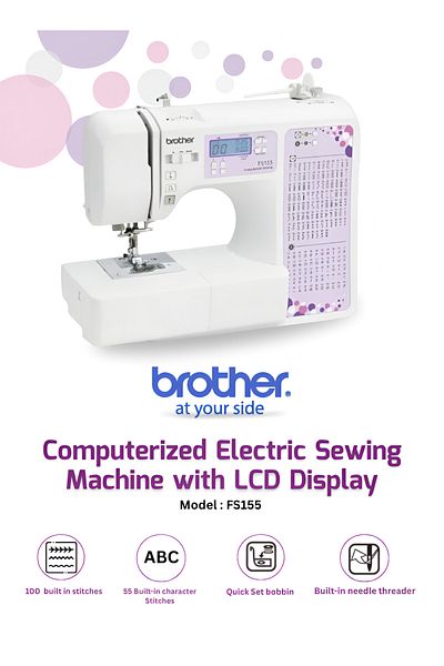 Brother Fs155 Computerized Electric Sewing Machine With Lcd Display Features 100 Built-in Stitches |vietnam