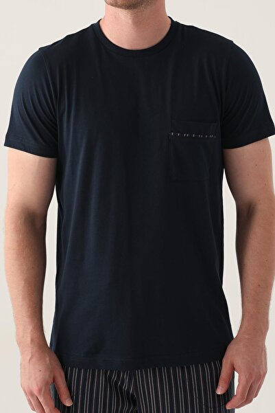 Arnetta Çizgili Bisiklet Yaka Yazlık Erkek Pijama Takımı, Büyük Beden Pijama Takımı, %100 Pamuk