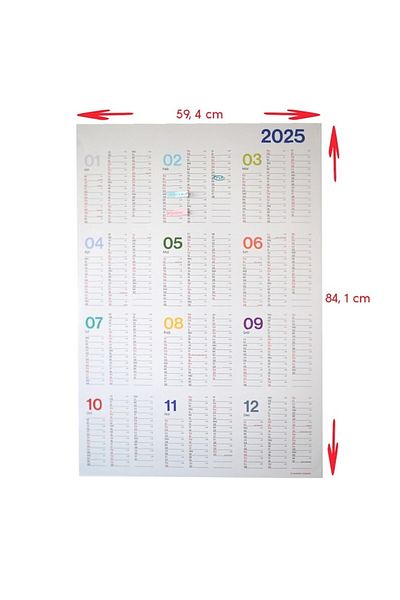 Iordache Laurentiu A1 2025 Wall Planner Annual Calendar, 12 months color