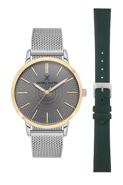 Daniel Klein Yellow Bicolor Steel Bracelet Women's Wristwatch Bracelet with Replacement Leather Strap Gift