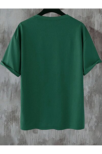 CLAYES Υπέροχο μπλουζάκι με μονό ζέρσεϊ - Μπλουζάκι με πράσινη στάμπα Nefti Oversize Crew Neck