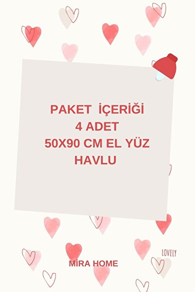 Mira Home Набір рушників для обличчя з вишивкою у вигляді чотирьох сердець, 100% бавовна, 50x90 см, Hand Of Love