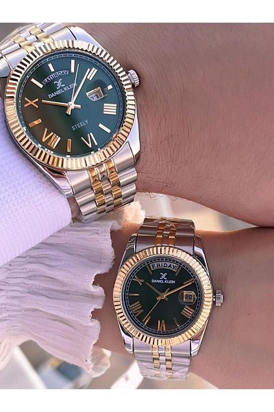 Daniel Klein 3 Atm Waterproof Couple Watch - with Mr & Steel Band, Custom Cf.Dk.10010.5
