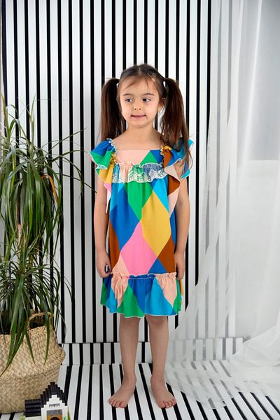 KALİNKA KİDS WEAR Girl's Multicolored Ruffle Detailed Dress - Age 2-5