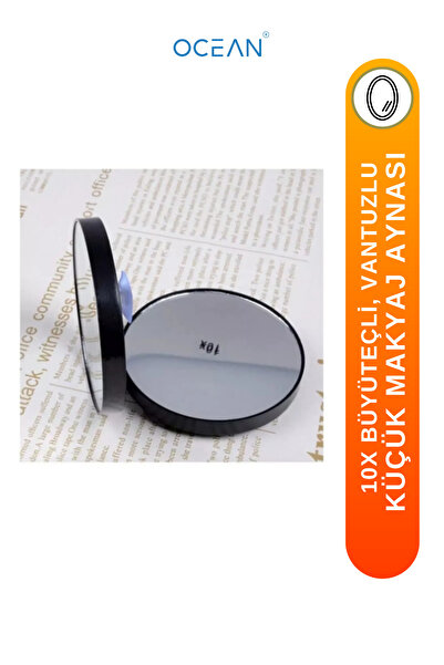 Ocean Büyüteçli Vantuzlu Ayna, 10x Büyüteç Makyaj Aynası, Sabitlenebilir, Pratik Kullanışlı 9cm