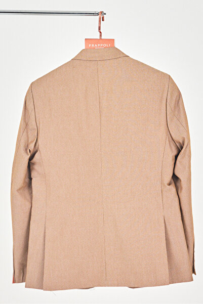 Frappoli Alvardo Erkek Hardal Poliviskon Kumaşlı Spor Blazer Ceket (Büyük Beden - Battal)