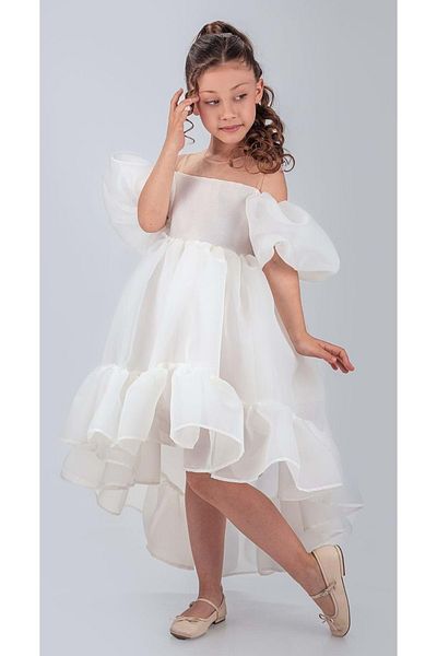 Mnk Baby&Kids Βραδινό φόρεμα για κορίτσι Arisvi M00738 ΛΕΥΚΟ