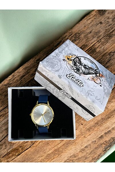 Sasta mavi kordonlu premium şık saat