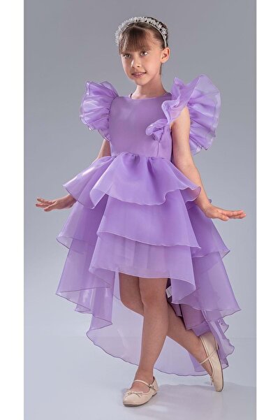 Mnk Baby&Kids Kız Çocuk Kuyruklu , Taçlı Vragia Abiye Elbise M00745 LİLA