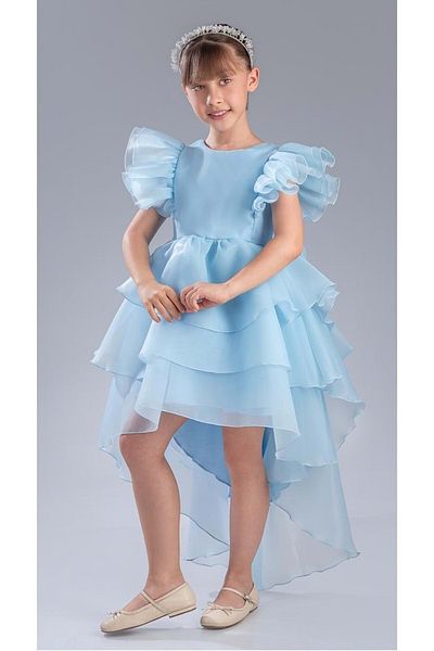 Mnk Baby&Kids Rochie de seara Vragia pentru fata cu coada si coroana M00745 ALBASTRU