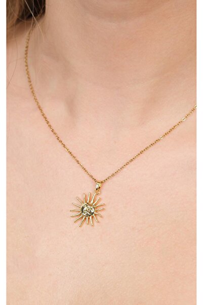 Jack Ferrero Kadın Taşlı Kalp Figürlü Altın Renkli Zincir Kolye Altın