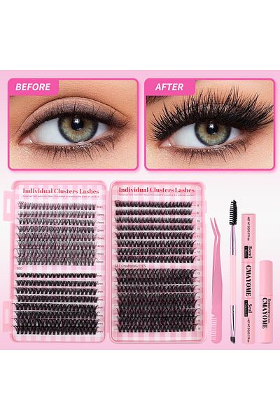 ESensio Set Gene False Individuale 640, Aspect Natural, Adeziv, Remover, Accesorii Incluse, Negru