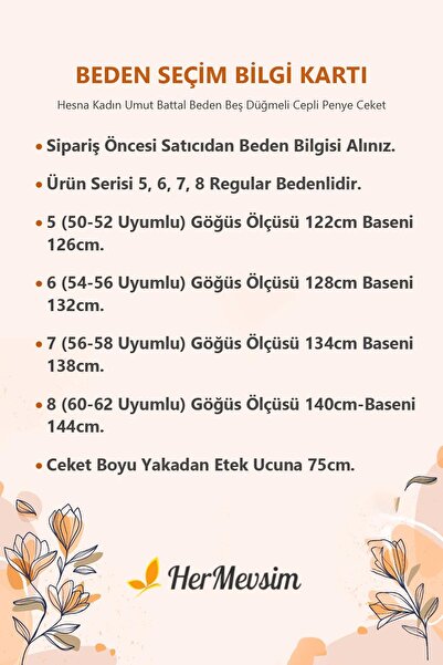 Hermevsim Hesna Women's Umut Battal Size Five Button Pocket Combed Cotton Black Jacket