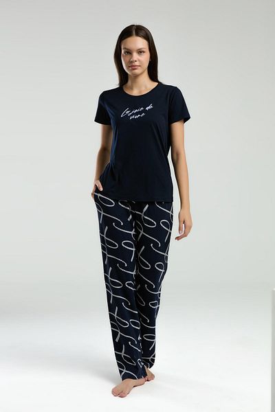 Arnetta Plus Size Women's Navy Blue Pajama Suit