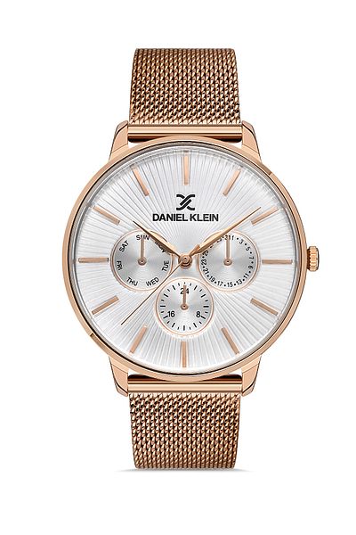 Daniel Klein Gold Steel Bracelet Calendar Women's Wrist Watch + Gift Bracelet