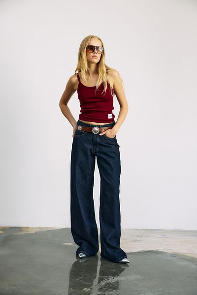 bases. Basic Tank Top with Ribbed Straps