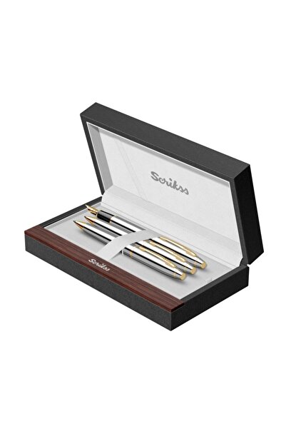 Scrikss Kişiye Özel Isimli Gold Krom 3 Lü Kalem Seti Ömür Boyu Garantili Hedi...