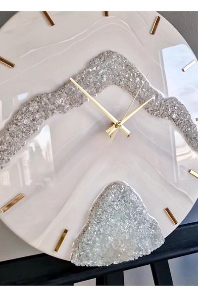 Sultan Tasarım Stylish Wall Clock with Epoxy Design - 40 cm Diameter