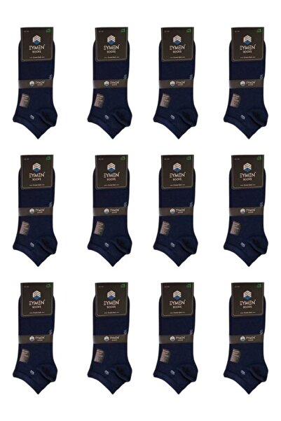 Eymen Socks 12'li Lüks Kutulu Bambu Erkek Patik Çorap Tek Renk Lacivert – Dik...