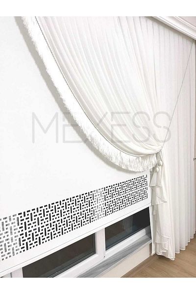 Mexess Rain Patterned Linen Textured Bamboo Tulle - 1X3 Sik Pleat (Right-Double-Breasted-False Double Breasted)